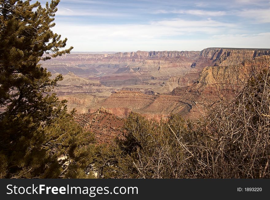 Scenic view overlooking Grand Canyon. Scenic view overlooking Grand Canyon