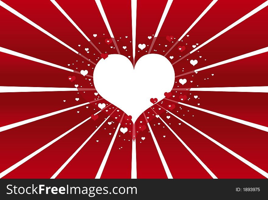 A red background with hearts and stripes. A red background with hearts and stripes