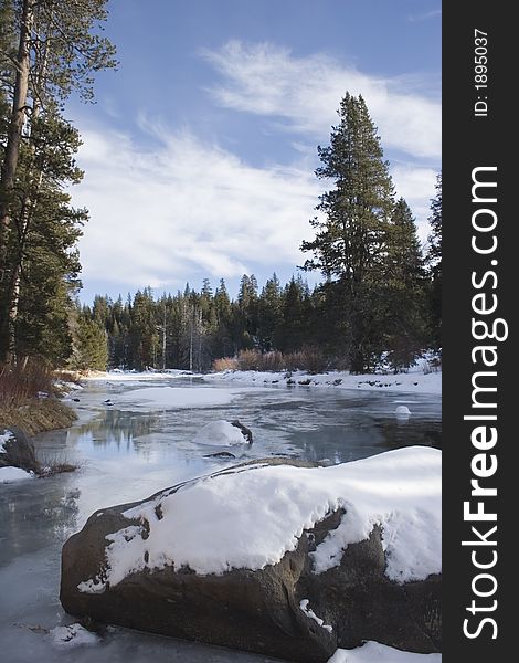 Frozen river in Truckee, Ca. Frozen river in Truckee, Ca