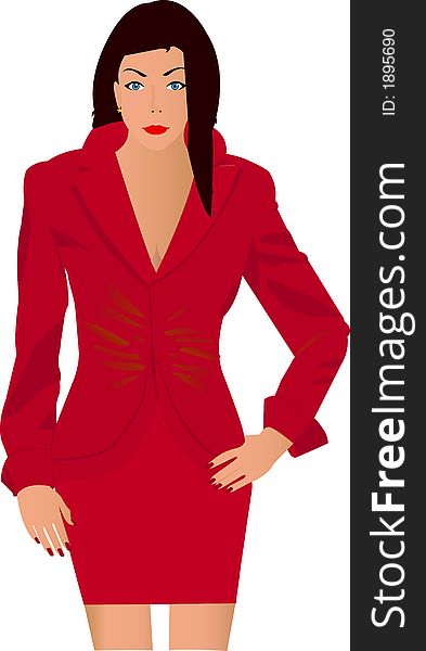 Business woman in red suit