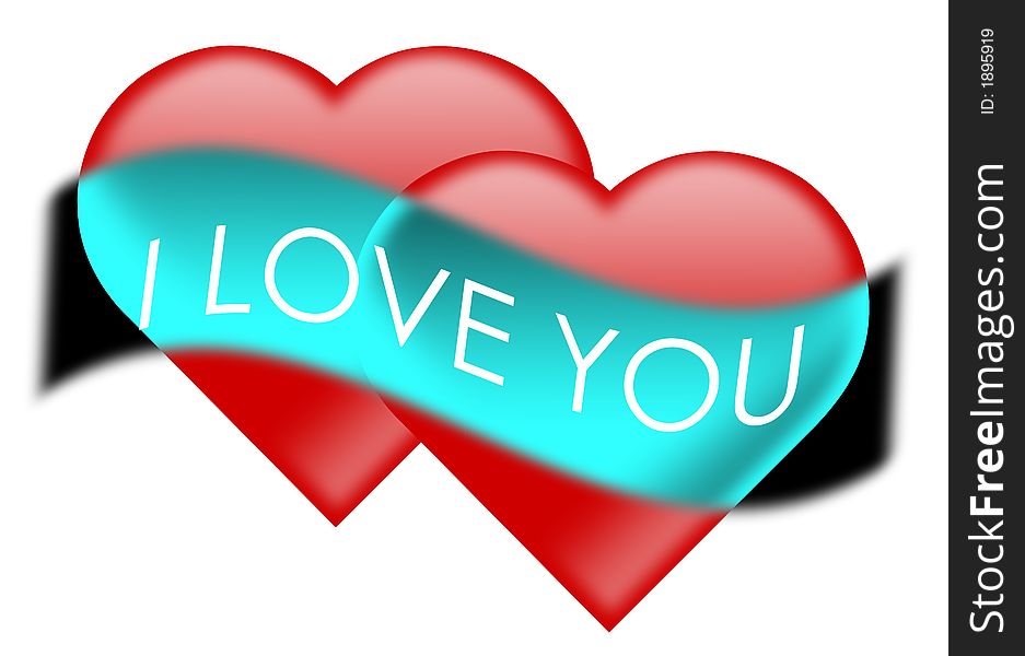 Valantine day heart with i love you on ribbon. Valantine day heart with i love you on ribbon.