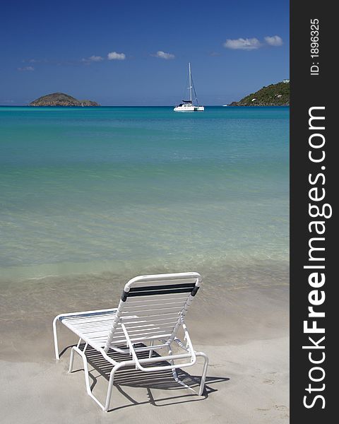 Deck chair on a caribbean beach. Deck chair on a caribbean beach