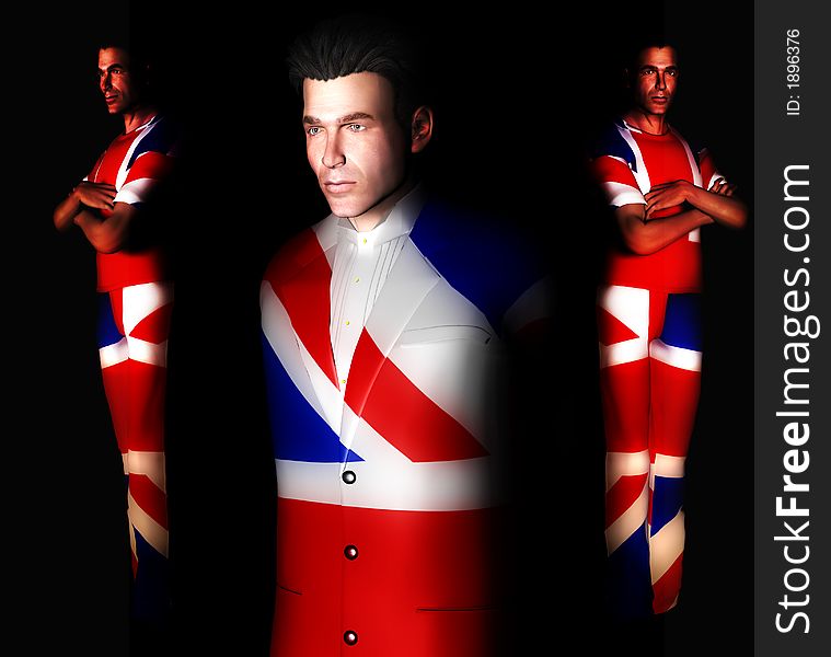 A set of men with the Union Jack flag on their clothing, its the flag of Great Britain. A set of men with the Union Jack flag on their clothing, its the flag of Great Britain.