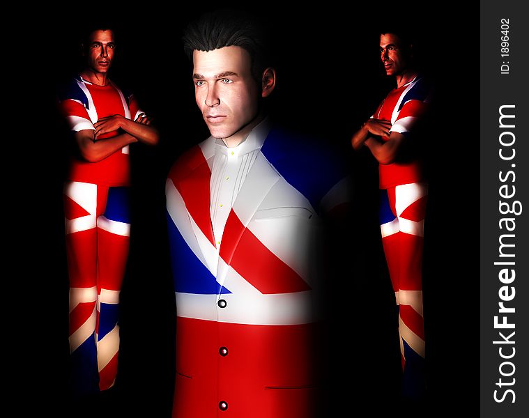 A set of men with the Union Jack flag on their clothing, its the flag of Great Britain. A set of men with the Union Jack flag on their clothing, its the flag of Great Britain.