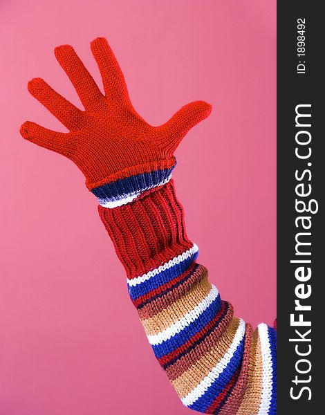 Details colorful sweater and glove in colors