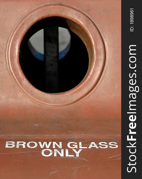Chute for brown glass recycling bin. Chute for brown glass recycling bin