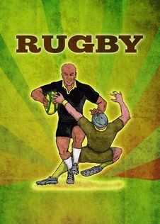 Rugby Player Running Attacking With Ball Stock Photo Rugby Player Running Attacking With Ball Stock Photo