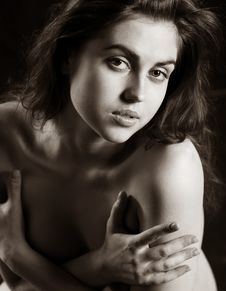 Stunning Naked Brunette Stock Photography