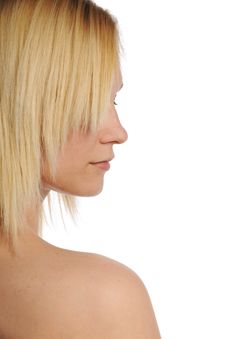 Young Blond Woman S Profile Stock Photo