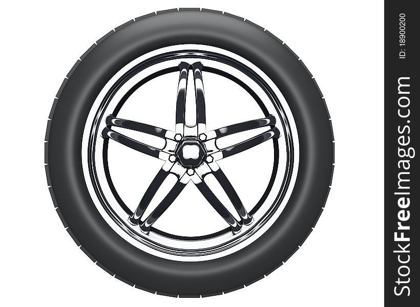 Car wheel (side view) isolated over white