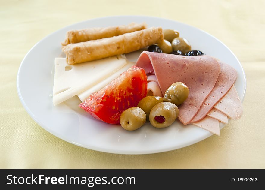 Light breakfast in mediterranean resort. Turkey