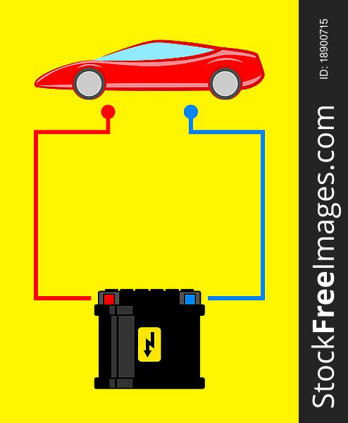 Car battery on a yellow background