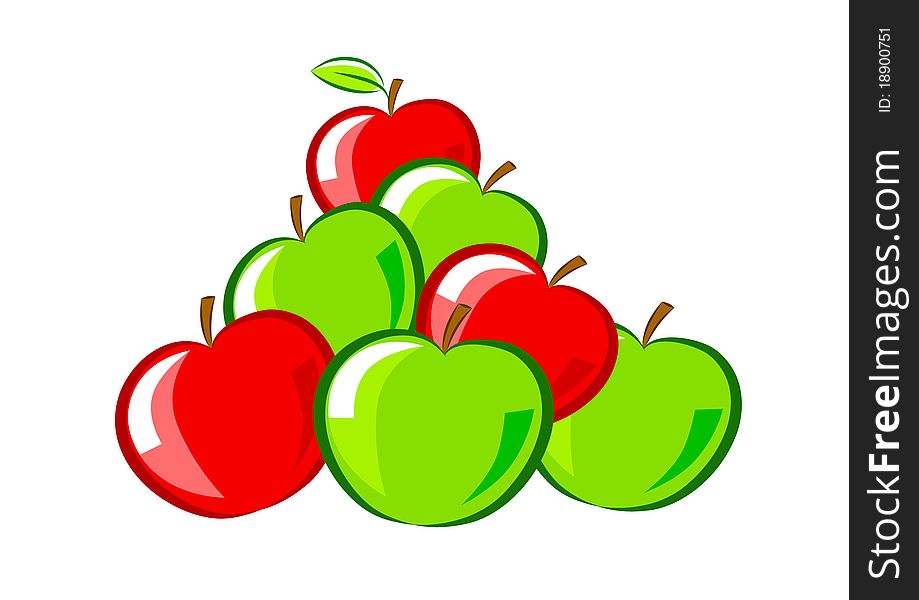 Pile of apples on a white background