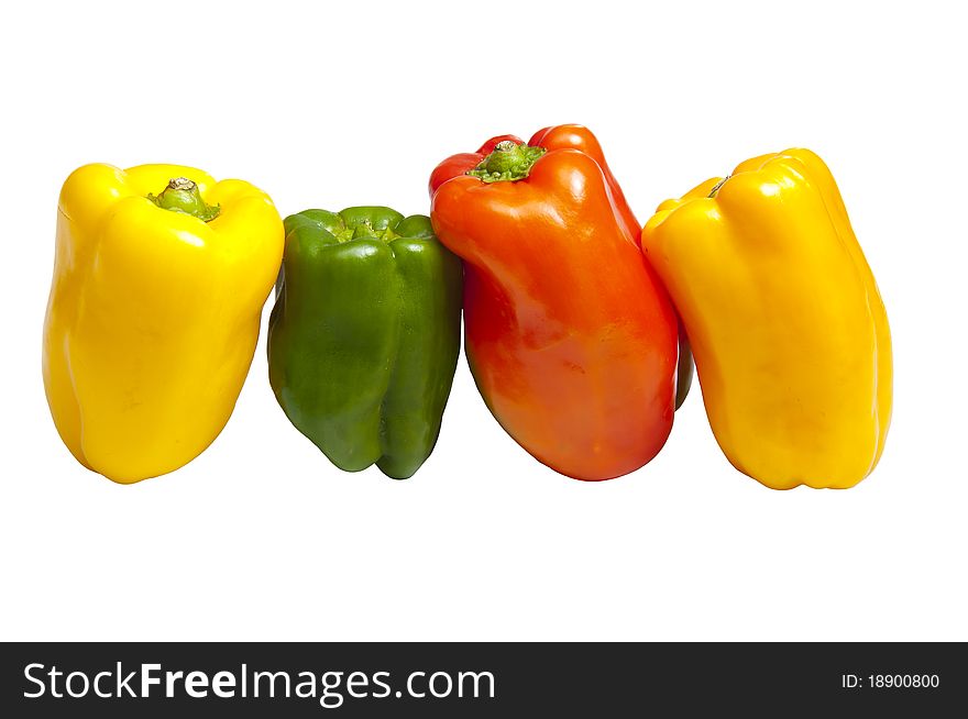 Bell peppers isolated on white with clipping path included.