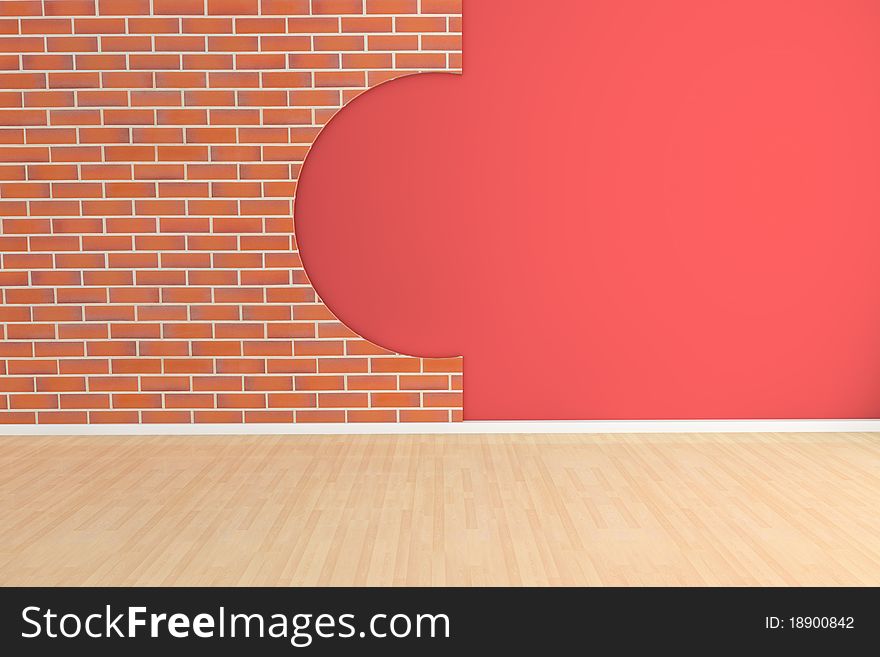 3d rendered empty room with brick wall. 3d rendered empty room with brick wall