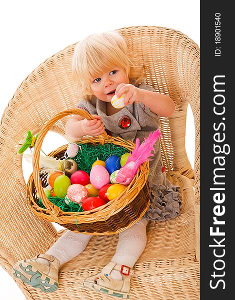 Little girl with easter eggs