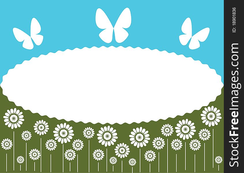 Background with flowers and butterfly