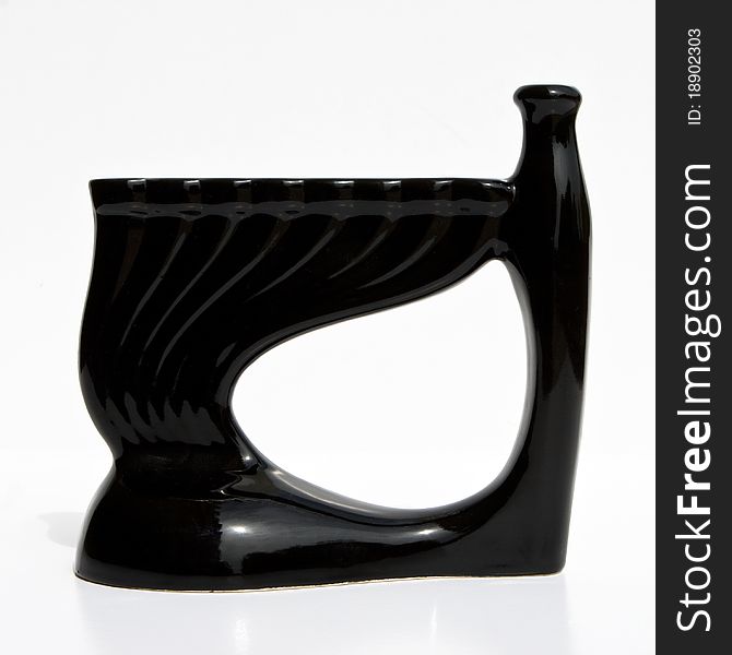 Black Ceramic Candlestick For Hanukkah