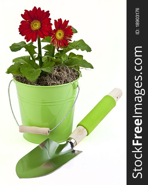 Flower and spade representing gardening. Flower and spade representing gardening
