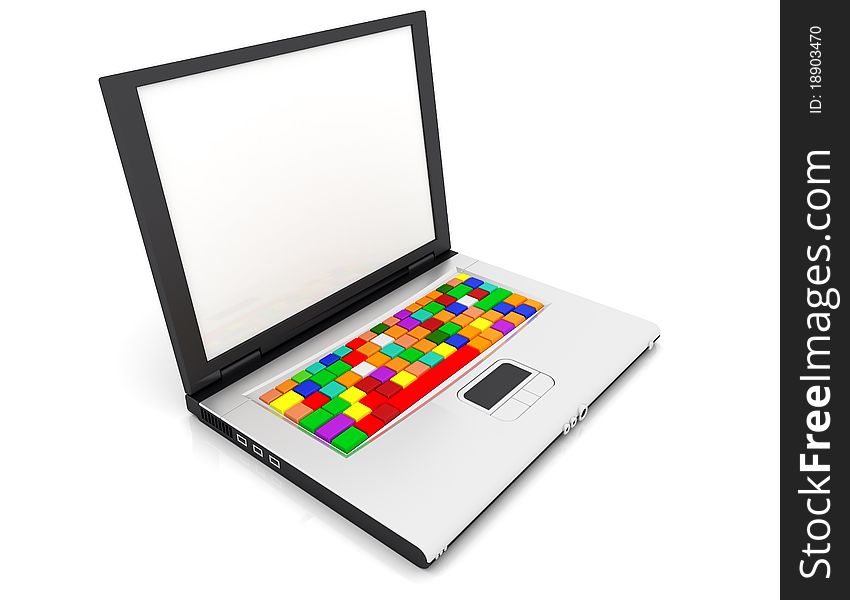 Computer keyboard with colored buttons. 3D Illustration. Computer keyboard with colored buttons. 3D Illustration