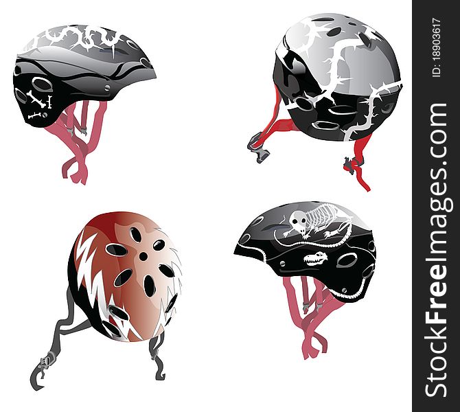 Skateboard helmet design with wild thorns and rat skeleton. Skateboard helmet design with wild thorns and rat skeleton