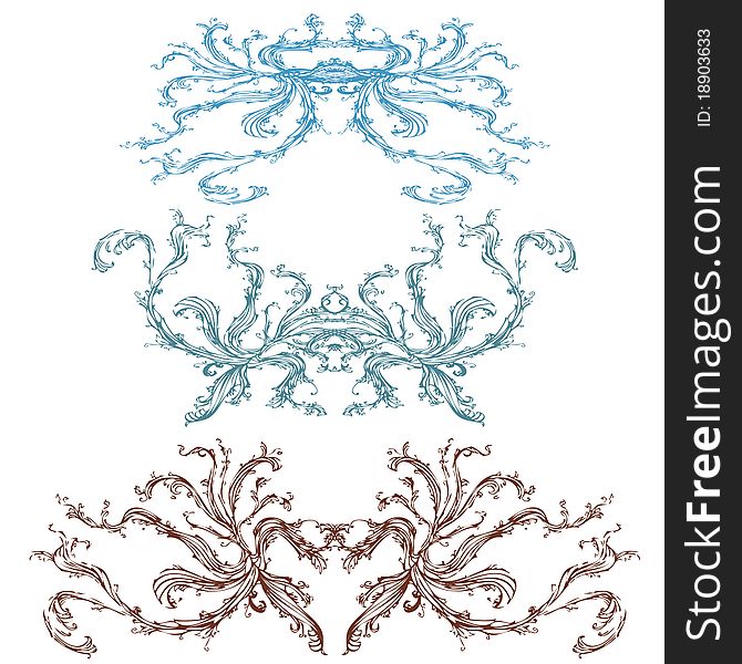 Vintage victorian symbols design with floral form clip art illustration. Vintage victorian symbols design with floral form clip art illustration