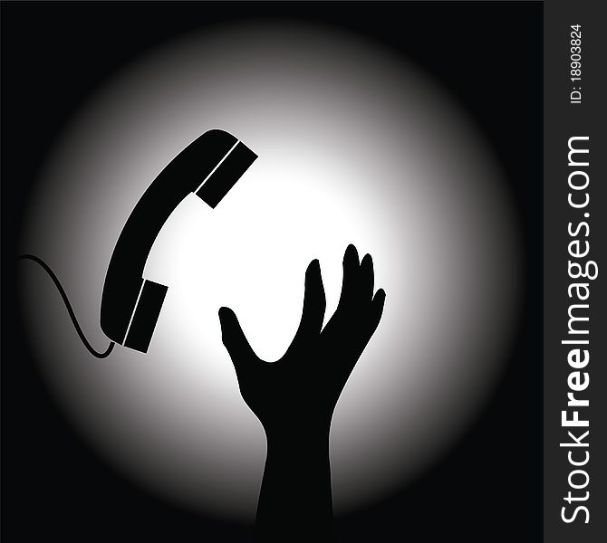 Conceptual image of the handset and hand