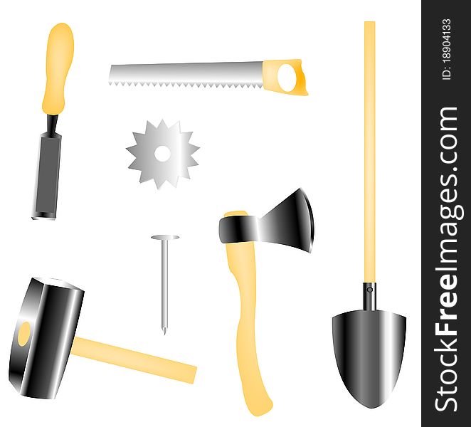 Worker tools for construction on white background. Worker tools for construction on white background