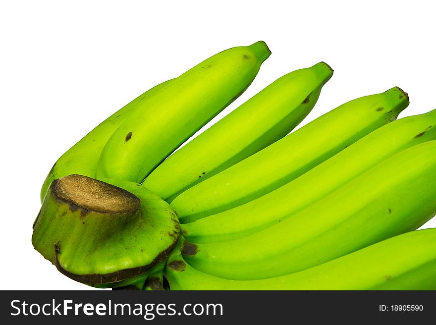 Green fresh banana on white background. Green fresh banana on white background