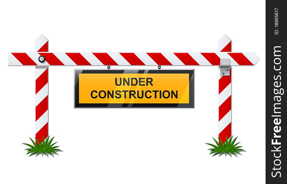 Bar with under cjnstruction sign illustration isolated on background. Bar with under cjnstruction sign illustration isolated on background