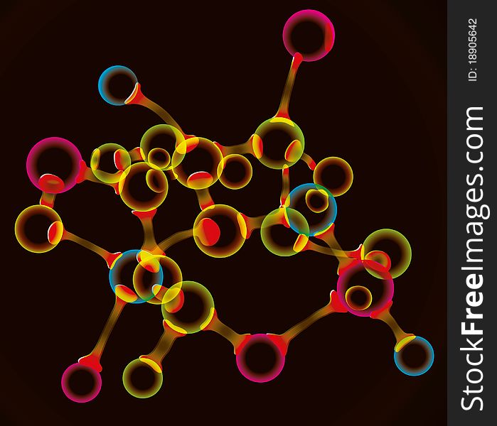 Color shine molecule over dark. Color shine molecule over dark