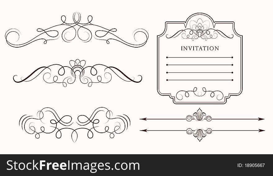 Set: calligraphic design elements and page decoration