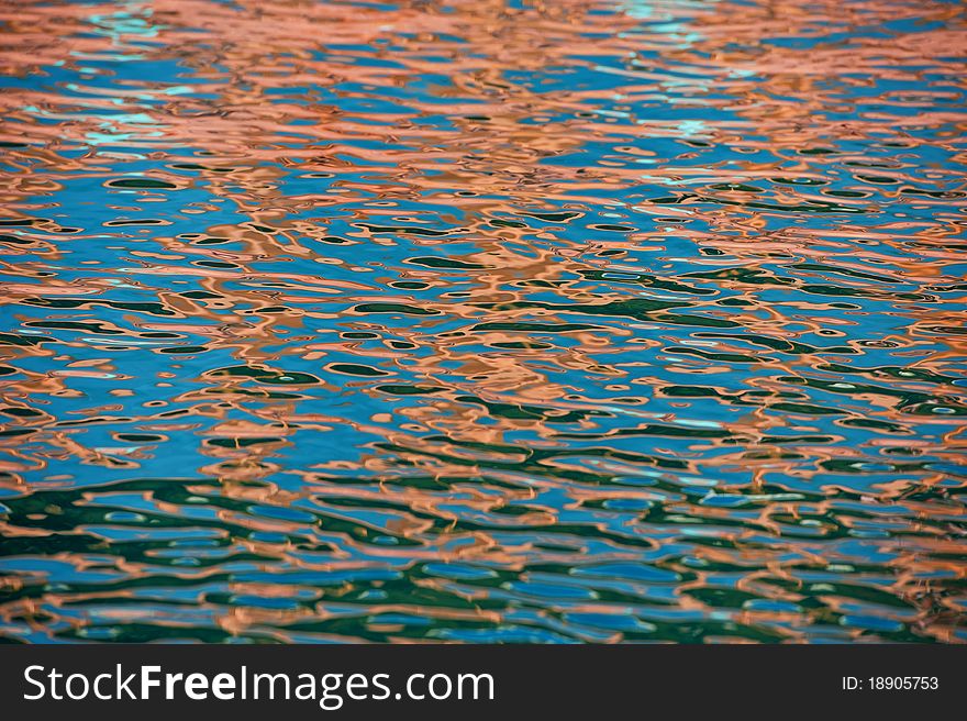 Reflection on a surface of sea water, in a bright sunny day