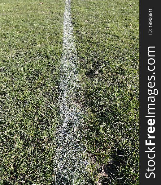 Perspective shot of a sports pitch white line