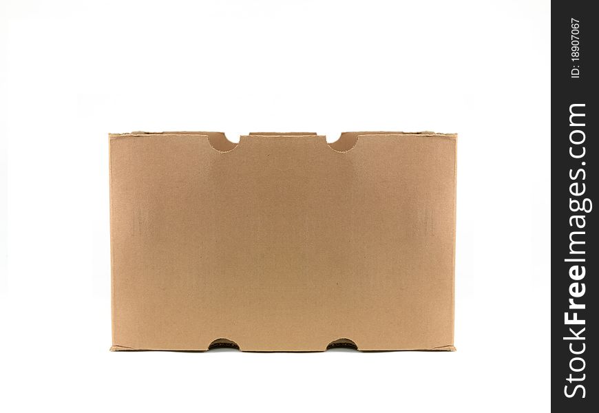 A cardboard box isolated against a white background
