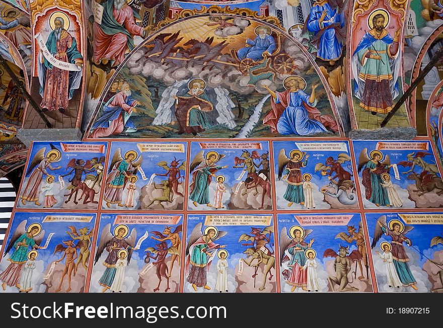 Fresco Of Rila Monastery In Bulgaria