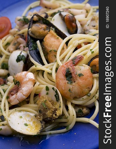 Spaghetti with seafood