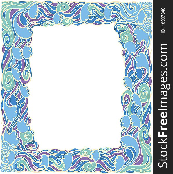 Frame with abstract wave decoration.Vector background