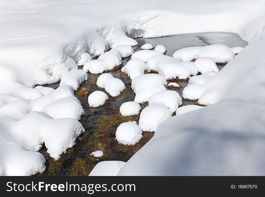 Icy Valley. Top of Pianaccio Valley during a windstorm. Brixia province, Lombardy region, Italy
