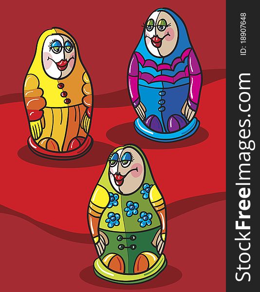 Matrioshca dolls, abstract vector art illustration