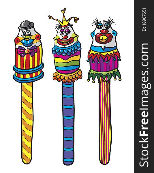 Clown lollypops, abstract vector art illustration