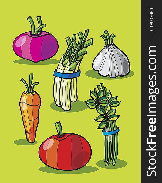 Vegetables drawing, abstract vector art illustration