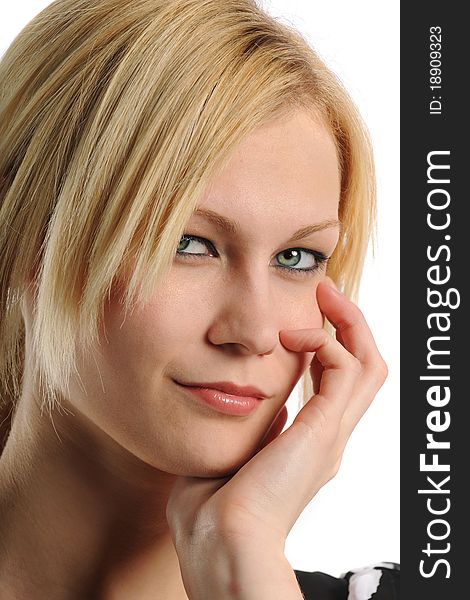 Portrait of Young Blond isolated on a white background