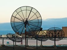 Black Satellite Dish On High Building Stock Photo Black Satellite Dish On High Building Stock Photo