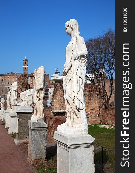 Ruins of the forum in Rome (Vesta temple), Italy