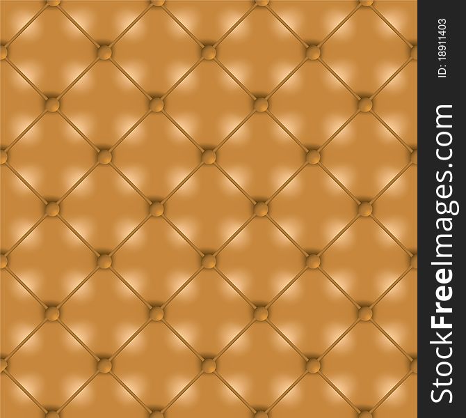 Golden brown leather seamless tile background wallpaper with buttons. Golden brown leather seamless tile background wallpaper with buttons