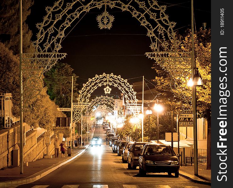 Beautiful street at midnight in south Italy - San Jovani Rotondo
