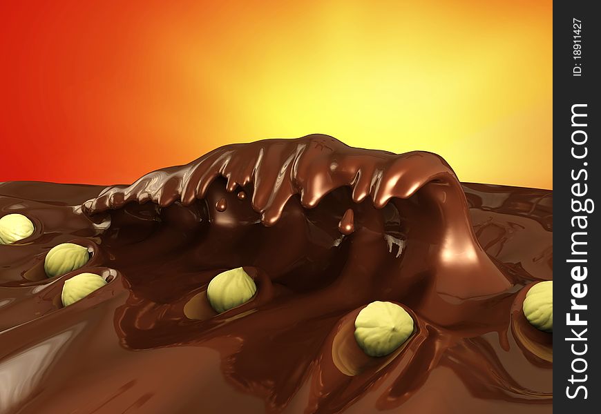 Very high resolution 3d rendering of a big wave in a tasty chocolate sea. Very high resolution 3d rendering of a big wave in a tasty chocolate sea.