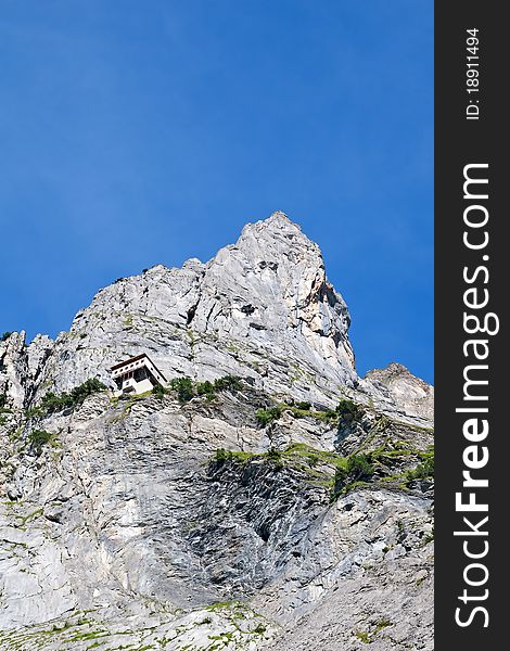 Abandoned cablecar station in swiss alps