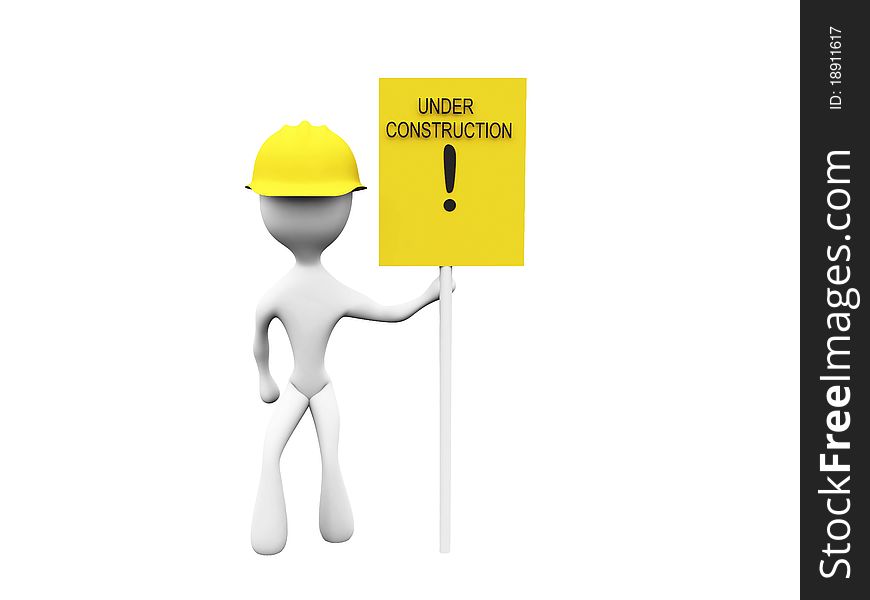 White figure with board and yellow helmet with clipping path. White figure with board and yellow helmet with clipping path